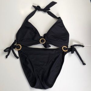 SWIM Systems Black Halter Two Piece bathing suit